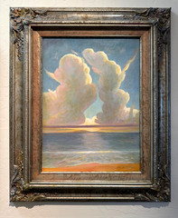 Beautiful Sky Clouds Calm Water oil painting Belgian Linen Framed Yasami 24″x 20