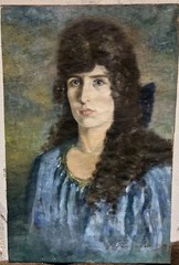 Painting on Canvas Portrait of a Woman Signed and Dated 1926