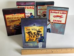 Set of 5 Original Painted Blocks by LA artist Martin Wohlgemuth New Orleans
