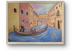Original Signed 9×12 Venice Canal Bold Acrylic Canvas Impressionist Home Decor
