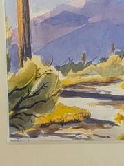 Vintage Painting Arizona Southwest Desert Cactus Watercolor by Fred Carter
