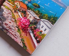 AMALFI PAINTING ITALY „LITTLE ART MEMORIES“ PAINTER SANNINO TOWARD THE VILLAGE