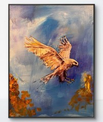 Original Abstract Hawk 12×16 Expressionism Hand Painted Living Room Art 298