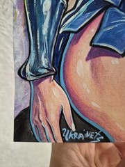 Original Wonder Woman Power Girl Fan Painting A4 DC Comics Anime Girls Handmade