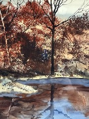 Dennis Frings Signed Original Painting Forest Stream Landscape Framed