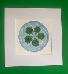 original turtle watercolora painting, 12 x 12 inches, matted, childrens room art