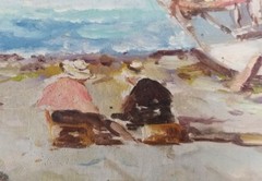 Vintage Oil On Canvas Beachscape Carlo Ciappa Listed Artist Italy 18.5×14″ VFINE
