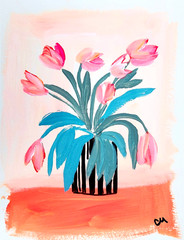 Original Abstract Botanical 9×12 Floral Painting Acrylic Wall Art Home Decor