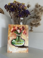 original oil painting Floral Flowers 15х20cm Wall Art Semi-Abstract Still Life