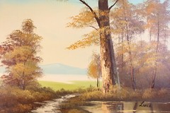 Vintage Landscape Oil Painting Signed Lewis 30″W x 24’H