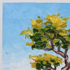 Oil Painting Original Olive Tree Mediterranean Landscape Wall Art Impasto 8×8