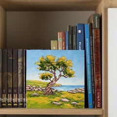 Oil Painting Original Olive Tree Mediterranean Landscape Wall Art Impasto 8×8