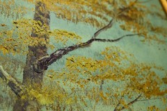 Vintage Fall Colors Aspen Tree Trail Vertical Art Painting Framed Signed MCM