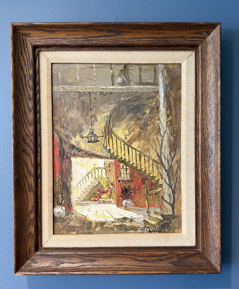 Vintage Edmund Blouin Original Oil Painting New Orleans French Quarter 20”x 24”