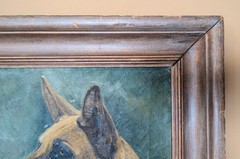 1940 C Fred Sitzler (1905-1990) German Shepherd Oil Painting Portrait