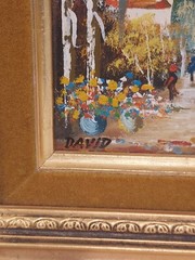 Vintage Oil Painting Signed David Gold Wooden Frame Street Scene Trees 4″ X 5″
