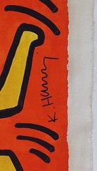 Keith Haring Signed Pop Art Oil Painting on Canvas Iconic Street Art
