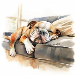 English Bulldog, 8×11 Art Print Watercolor painting on Giclee on Fine Art Paper