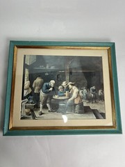 Original Victorian Watercolour Painting The Beer Drinker Blue Frame 34×40 cm