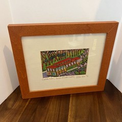 Peter Lee San Francisco Cable car 4×6 Signed Painting Matted in Wood Frame