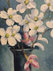 Beautiful Vintage Original Signed Framed Flower & Vase Painting, Art Decor Gifts
