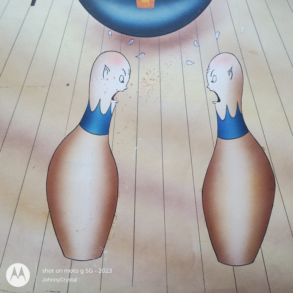 Vtg Advertising Illustrative Art Bowling Orig Painting St.Clair Shores Detroit