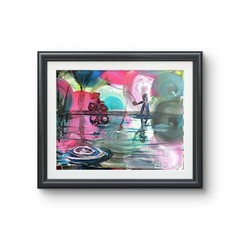 Fishing At The Park Contemporary Expressionist Original Painting 11×14