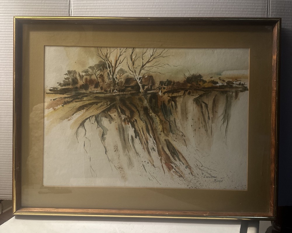 ORIGINAL MCM LORRAINE FIEGE ABSTRACT IMPRESSIONIST LANDSCAPE WATERCOLOR SIGNED