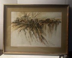 ORIGINAL MCM LORRAINE FIEGE ABSTRACT IMPRESSIONIST LANDSCAPE WATERCOLOR SIGNED