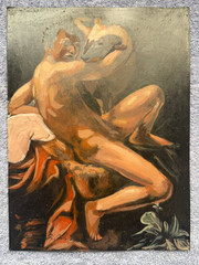 CARAVAGGIO painting drawing on old paper signed stamped