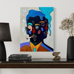 Large Original Oil Painting smoking portraits Signed contemporary modern art