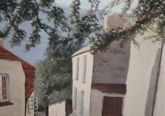 Louis Saphier-Signed Original Oil-Cornwall/ European Village Street Scene, 1952