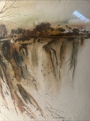 ORIGINAL MCM LORRAINE FIEGE ABSTRACT IMPRESSIONIST LANDSCAPE WATERCOLOR SIGNED