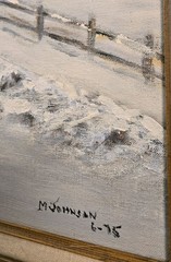 VTG Oil Painting Framed Landscape Snow with Christmas Tree and Barn Signed Art