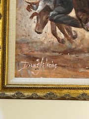 DIANE YGLECIAS VINTAGE IMPRESSIONIST PAINTING WESTERN COWBOY RODEO HORSE LISTED