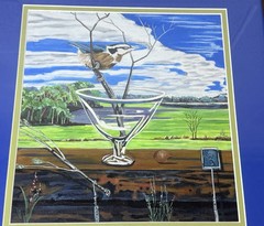 Original One Of A Kind Surrealism Oil On Board Painting By Blake Bird Martini