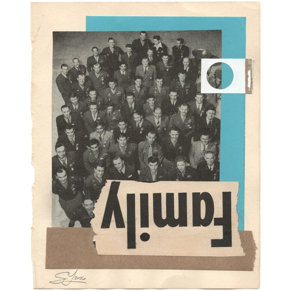 Original Mixed Media Modern Art Collage „Family“ 5.25×6.75″ Signed