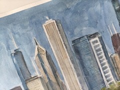 Original Watercolor Painting – Chicago Skyline Panorama | 8.5×29.5″ Artwork