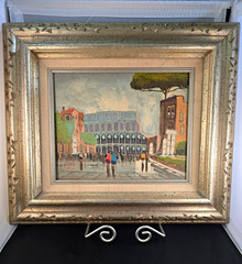 Vintage Roman Colosseum Oil Painting Signed Framed Impressionist Rome Italy