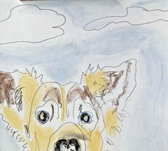 Original Contemporary Mixed Media Dog Wall Art , Holly Hammond