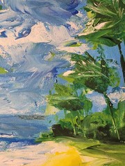 Original Abstract Painting Beach Canvas Neo Expressionist Fine Art Decor 11×14