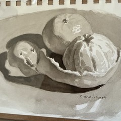 Original Watercolor 5”x7” Orange Citrus Kitchen Monochrome Made By Me Unframed