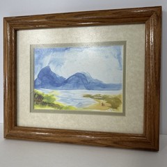 Vtg Wood Framed Artist Signed 1997 Matted Watercolor Painting