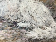 Gaston Simoes De FONSECA (1874-1943) Signed – Portrait Dog Gouache painting