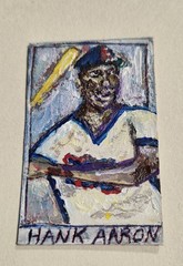 Hank Aaron 1/1 Sketch Art, Acrylic Paint 2.25 x 1.5 On Cardboard