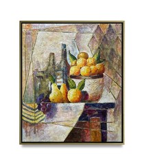 Hungryartist -Original Painting of Still-Life Fruit &Wine on Canvas 20×24 Framed