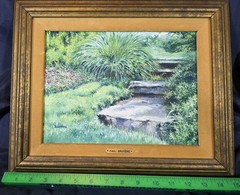 Rare Paul Bruyere Painting „Fantasie“ 1969 Palm Beach Art Show A French Garden