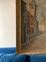 Large rare painting of PRAGUE Praha by Karel Hynek Tršický CZECH Czechoslovakia