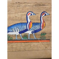 Framed Vintage Egyptian Papyrus Paper Painting Ducks Geese 17″ x 13 Under Glass