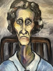 Antique Painting WPA WW2 Holocaust Museum Collection Large Sylvia Ludins Woman